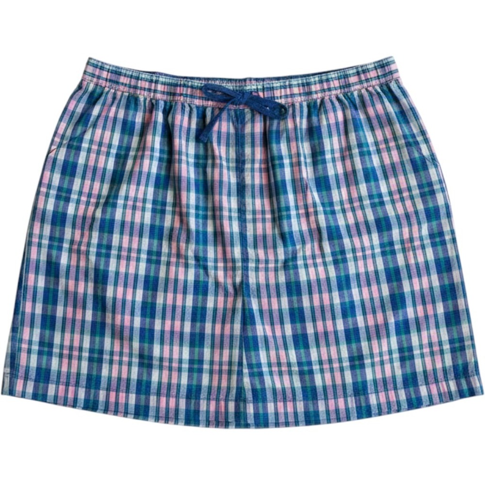 Basic Editions Plaid Mini Skirt Blue Pink Green Cotton Drawstring XL